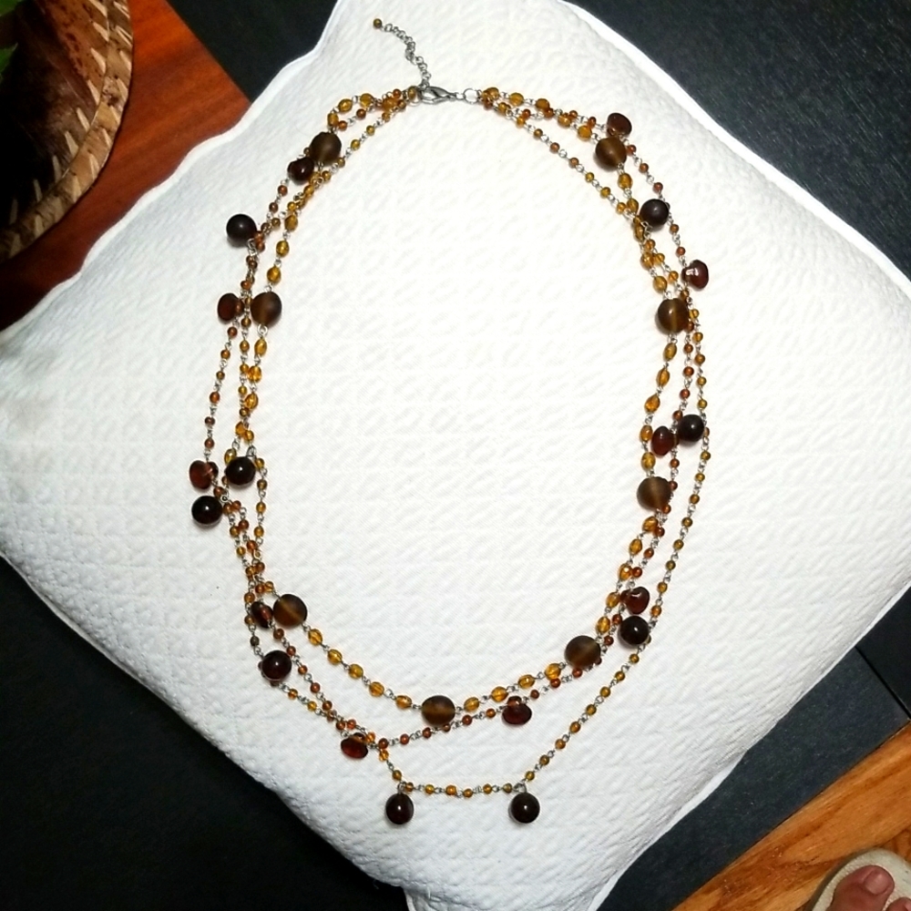 3 Styled Necklaces in 1 - Mix of Light and Dark Brown